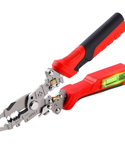 Load image into Gallery viewer, OPELI 16-In-1 Wire Stripping Pliers, 2026 New Rechargeable Wire Strippers Tool with Voltage Tester&amp;Alarms, Detectable 12-250V, Heavy-Duty Electrical Pliers&amp;Wire Cutters–For Professional and Home Use
