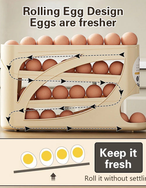 Load image into Gallery viewer, 4-Tier Automatic Rolling Egg Rack Refrigerator Egg Storage Container Kitchen Fridge Egg Dispenser Refrigerator Organiser
