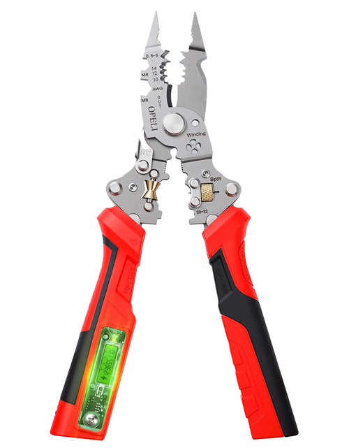 Load image into Gallery viewer, OPELI 16-In-1 Wire Stripping Pliers, 2026 New Rechargeable Wire Strippers Tool with Voltage Tester&amp;Alarms, Detectable 12-250V, Heavy-Duty Electrical Pliers&amp;Wire Cutters–For Professional and Home Use
