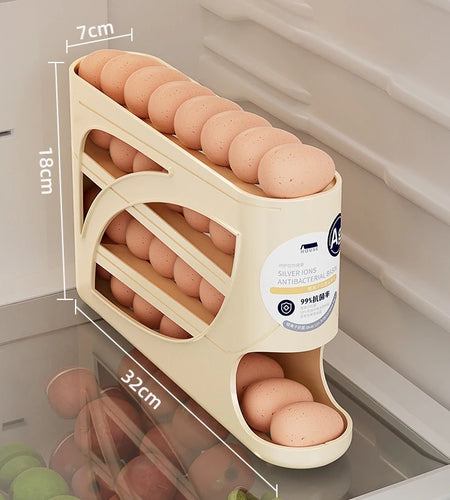 4-Tier Automatic Rolling Egg Rack Refrigerator Egg Storage Container Kitchen Fridge Egg Dispenser Refrigerator Organiser