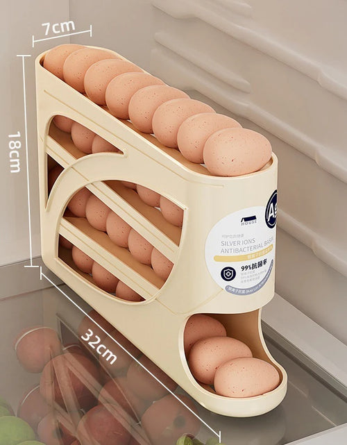Load image into Gallery viewer, 4-Tier Automatic Rolling Egg Rack Refrigerator Egg Storage Container Kitchen Fridge Egg Dispenser Refrigerator Organiser

