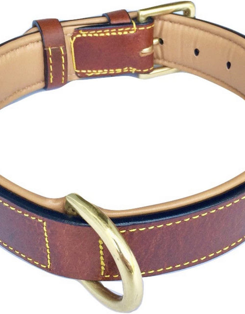 Load image into Gallery viewer, Padded Leather Dog Collar, Large Brown, Real Genuine Leather, 24" Long X 1.5 Wide, Fits Neck Size 18" to 21" Inches
