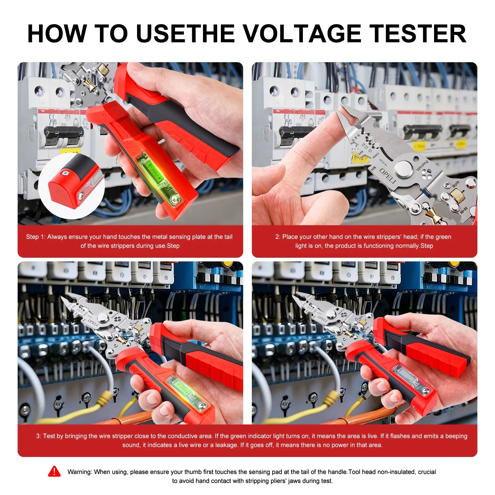 OPELI 16-In-1 Wire Stripping Pliers, 2026 New Rechargeable Wire Strippers Tool with Voltage Tester&Alarms, Detectable 12-250V, Heavy-Duty Electrical Pliers&Wire Cutters–For Professional and Home Use