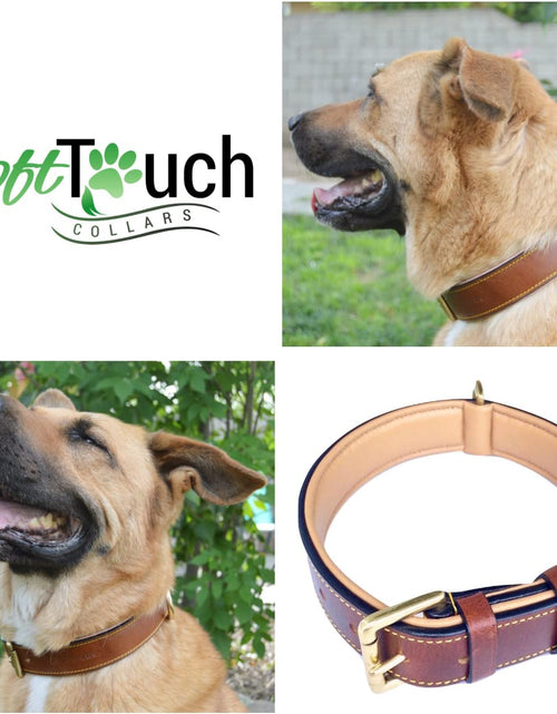 Load image into Gallery viewer, Padded Leather Dog Collar, Large Brown, Real Genuine Leather, 24" Long X 1.5 Wide, Fits Neck Size 18" to 21" Inches
