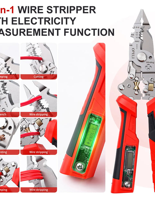 Load image into Gallery viewer, OPELI 16-In-1 Wire Stripping Pliers, 2026 New Rechargeable Wire Strippers Tool with Voltage Tester&amp;Alarms, Detectable 12-250V, Heavy-Duty Electrical Pliers&amp;Wire Cutters–For Professional and Home Use
