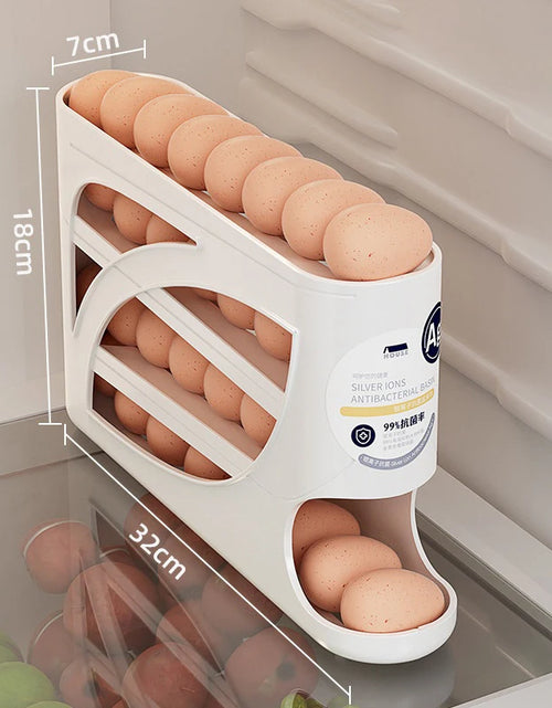 Load image into Gallery viewer, 4-Tier Automatic Rolling Egg Rack Refrigerator Egg Storage Container Kitchen Fridge Egg Dispenser Refrigerator Organiser

