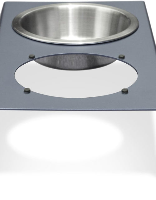 Load image into Gallery viewer, Elevated Dog Bowls, Cat Bowls -- Premium Anodized Aluminum Feeder (Short 4"). Us Food Grade Stainless Steel Raised Bowls,Metallic Gray
