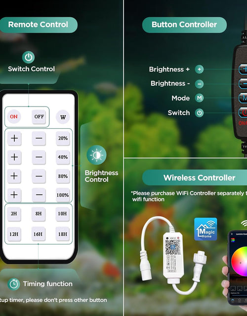 Load image into Gallery viewer, LED Aquarium Light, Planted Tank Light 4 Channels Remote Control 6500K Aquarium LED Light for Freshwater Fish Tank Refugium with Gooseneck (F20 18W Freshwater)
