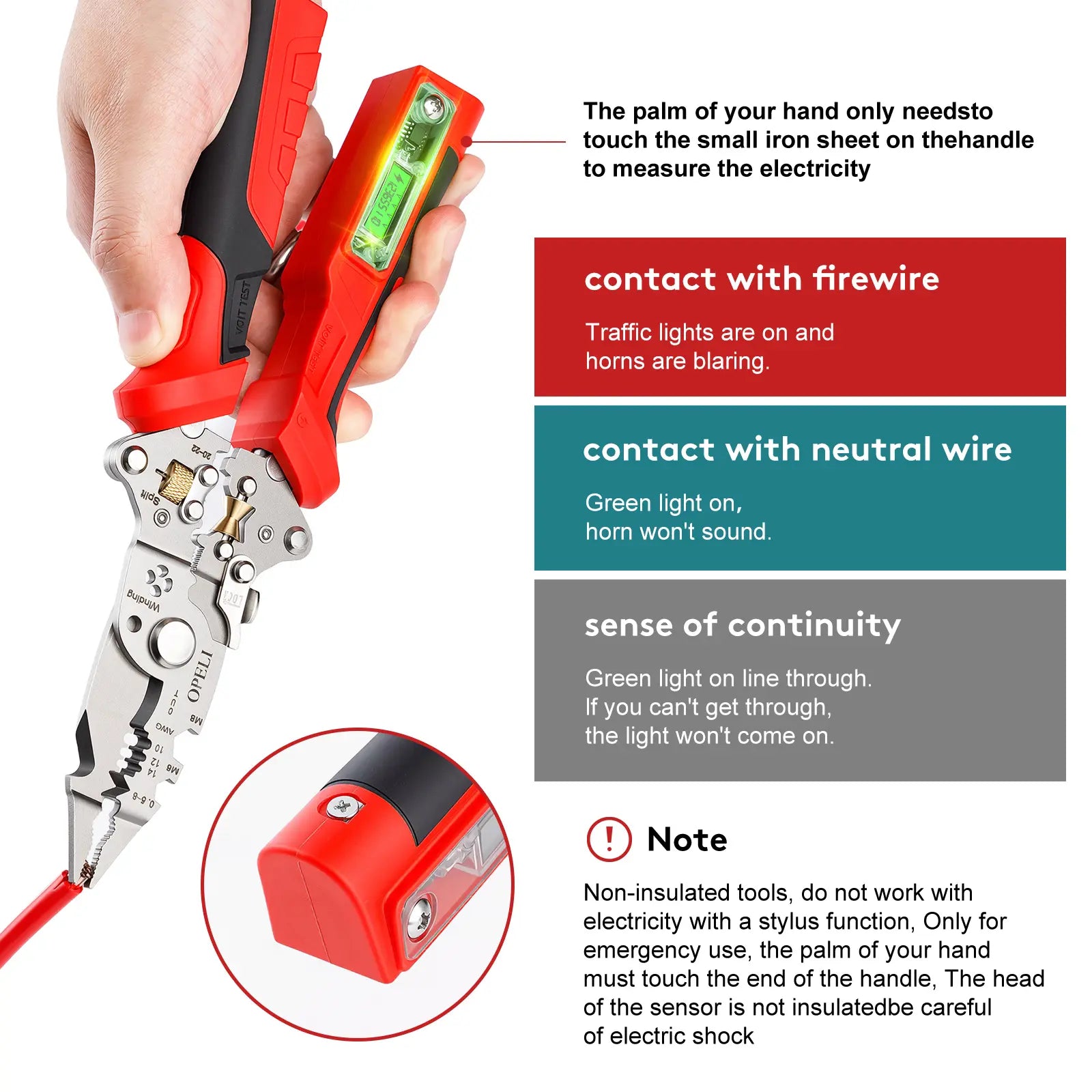 OPELI 16-In-1 Wire Stripping Pliers, 2026 New Rechargeable Wire Strippers Tool with Voltage Tester&Alarms, Detectable 12-250V, Heavy-Duty Electrical Pliers&Wire Cutters–For Professional and Home Use