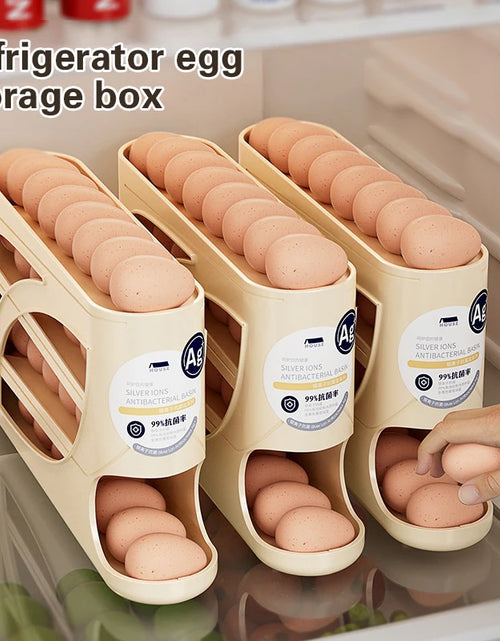 Load image into Gallery viewer, 4-Tier Automatic Rolling Egg Rack Refrigerator Egg Storage Container Kitchen Fridge Egg Dispenser Refrigerator Organiser
