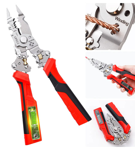 OPELI 16-In-1 Wire Stripping Pliers, 2026 New Rechargeable Wire Strippers Tool with Voltage Tester&Alarms, Detectable 12-250V, Heavy-Duty Electrical Pliers&Wire Cutters–For Professional and Home Use