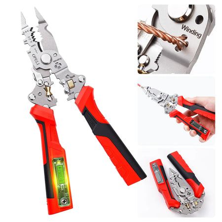 OPELI 16-In-1 Wire Stripping Pliers, 2026 New Rechargeable Wire Strippers Tool with Voltage Tester&Alarms, Detectable 12-250V, Heavy-Duty Electrical Pliers&Wire Cutters–For Professional and Home Use