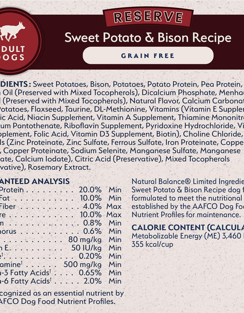 Load image into Gallery viewer, Limited Ingredient Adult Grain-Free Dry Dog Food, Reserve Sweet Potato &amp; Bison Recipe, 4 Pound (Pack of 1)
