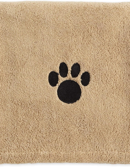 Load image into Gallery viewer, Pet Drying Collection Embroidered Terry Microfiber, Towel X-Large, 41X23.5", Taupe with Black Paw Print
